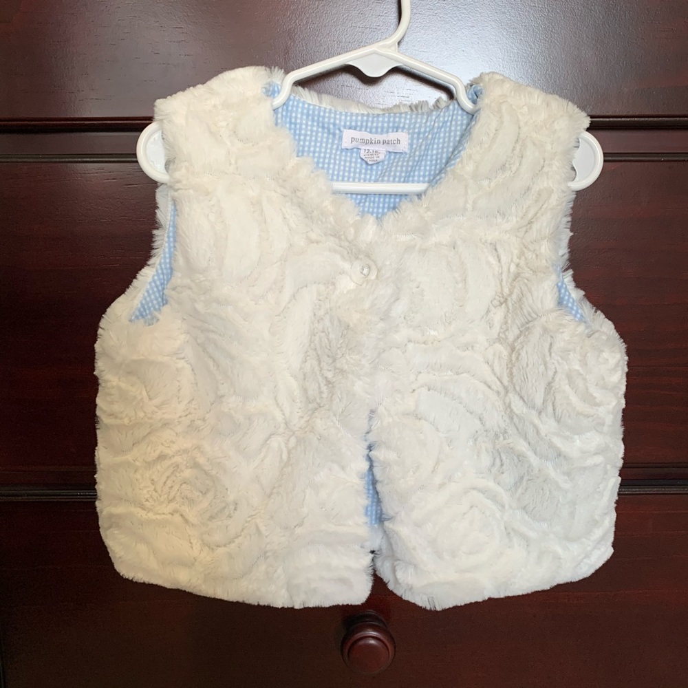 Pumpkin Patch 12-18m White Faux-fur Vest